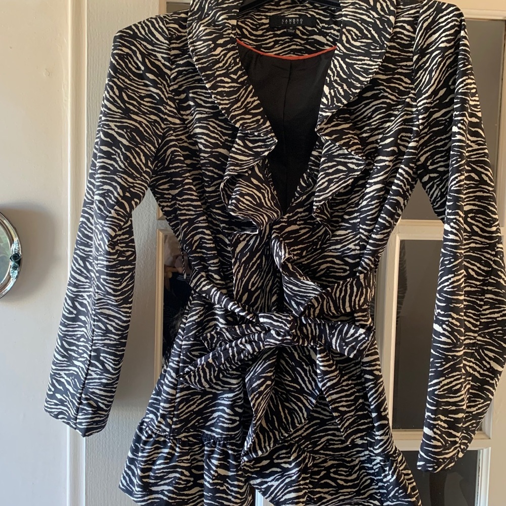 Sandro Paris Adorable Black and Cream Jacket